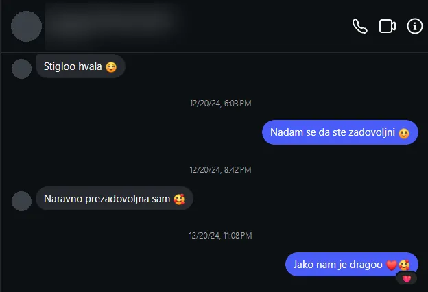 Poruka kupca na Instagramu: Naravno prezadovoljna sam