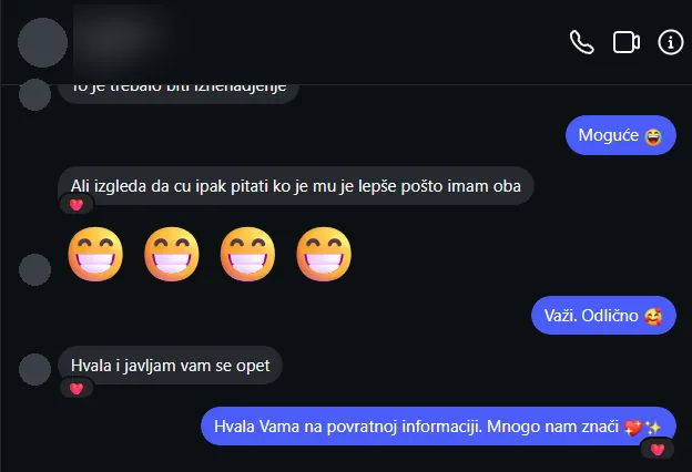 Poruka kupca na Instagramu: Hvala i javljam vam se opet