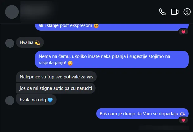 Poruka kupca na Instagramu: Nalepnice su top, sve pohvale za vas