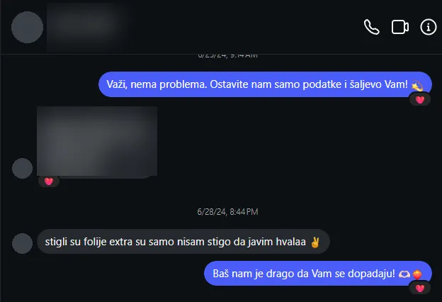 Poruka kupca na Instagramu: Stigle su folije, ekstra su